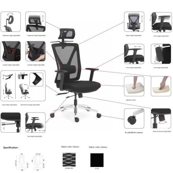 Radna stolica ED4 Bela Naslon 6